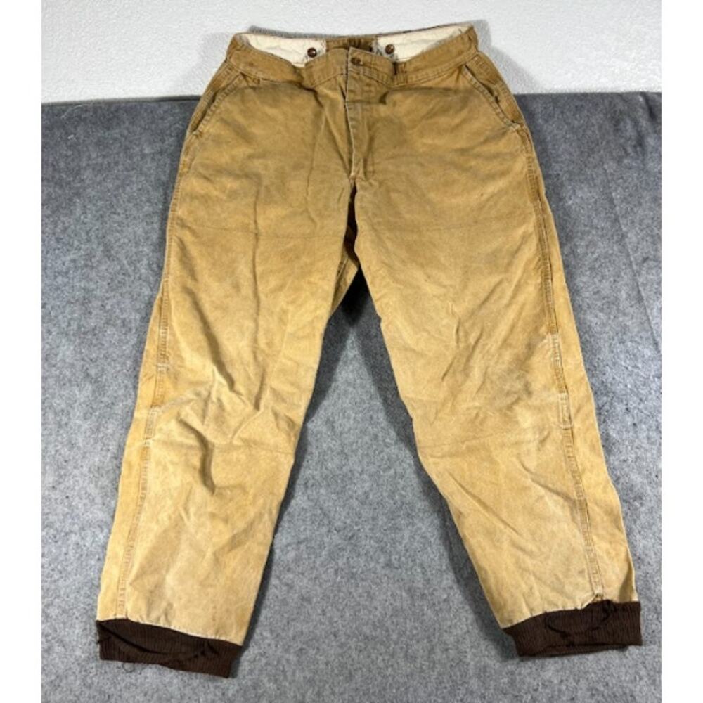VTG 50s 60s Duck Canvas Work Jogger Pants Mens 34 Brown Field Hunting Gorpcore